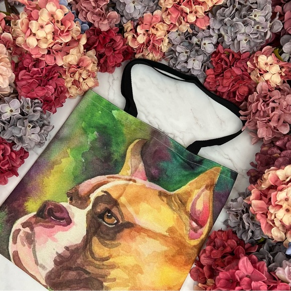 Eco-Friendly Handsome Brown and White Boxer Dog Folding Tote Bag - Picture 4 of 13